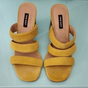 Nine West Block Heel Mules with Suede Straps